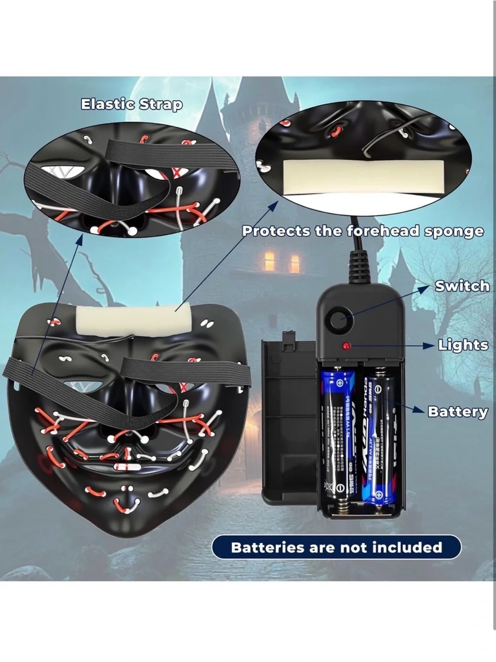 LED Light-Up Halloween Mask - Red & Blue